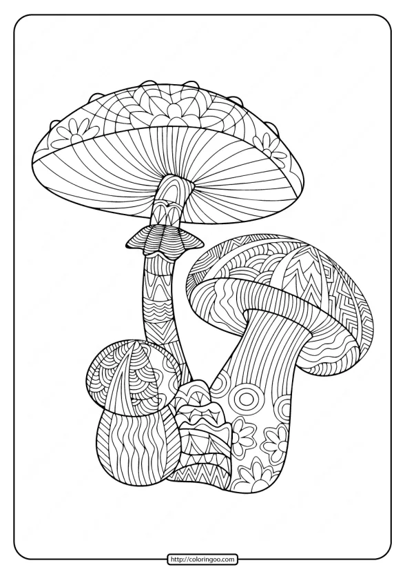 printable mushroom pdf coloring pages
