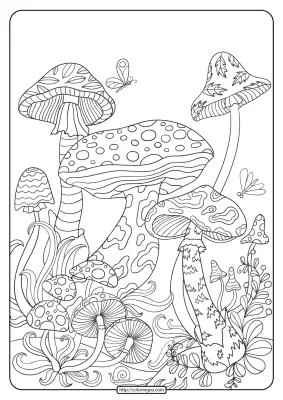 Printable Mushrooms Coloring Pages