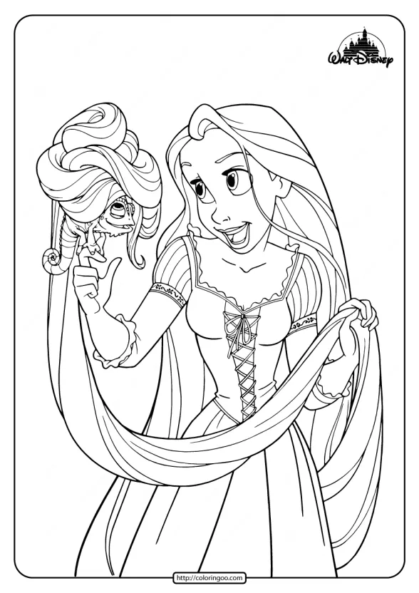 Printable Rapunzel and Her Pet Pascal Coloring Pages 1 Printable Rapunzel and Her Pet Pascal Coloring Pages