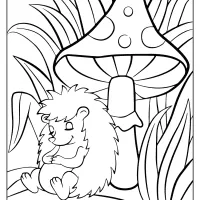 hedgehog sleeping under the mushroom coloring