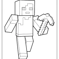 minecraft alex with pickaxe coloring pages