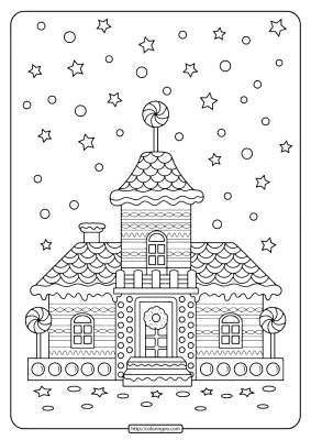 Printable Gingerbread House Adult Coloring Pages