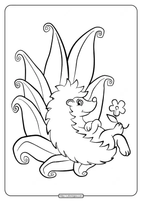 Printable Hedgehog in the Forest Coloring Pages