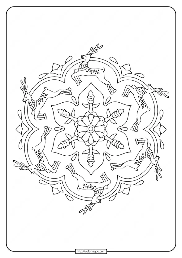 reindeer mandala christmas coloring pages