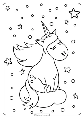 Unicorn on the Cloud Coloring Pages