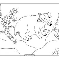 badger in the forest coloring page