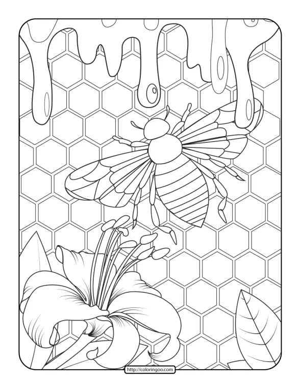 Bee and Honey Adult Coloring Pages 1 bee and honey adult coloring pages