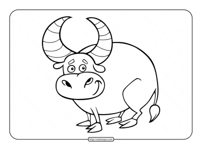 Big Horned Bull Coloring Page