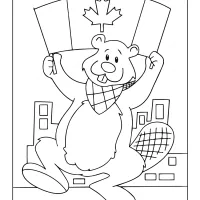Canadian Beaver with Canada Flag Coloring Page 14 canadian beaver with canada flag coloring page