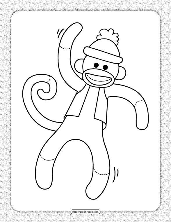 Capped Monkey Coloring Page 1 capped monkey coloring page 1