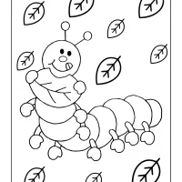 caterpillar with leaves coloring page