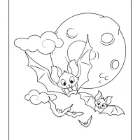 cute flying bats coloring page
