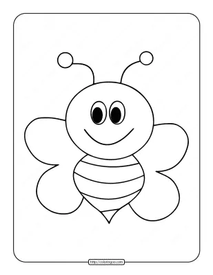 Easy Bee Drawing Coloring Page
