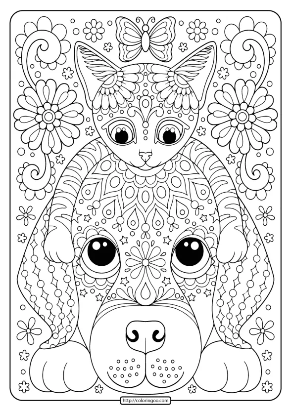 Free Printable Cat and Dog Coloring Pages 1 free printable cat and dog coloring pages