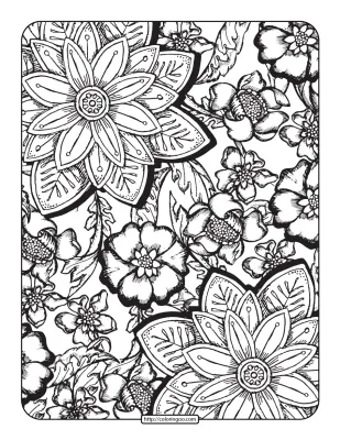 Free Printables Floral Coloring Page for Adults