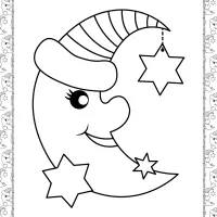 happy moon coloring page