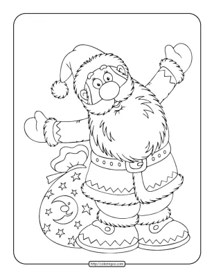 Happy New Year Santa Claus Coloring Page