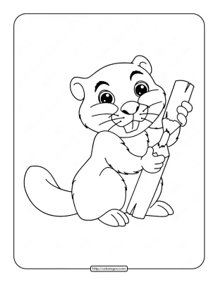 Little Cute Beaver Coloring Page