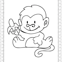 monkey with a banana coloring page