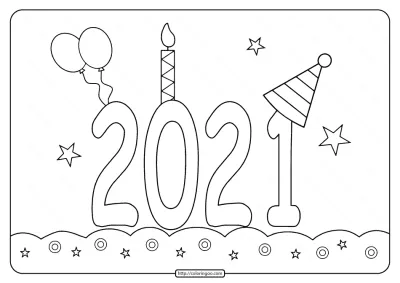 Printable 2021 Happy New Year Coloring Pages