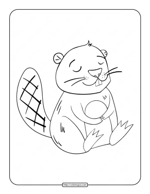 Printable Beaver Sleeping Coloring Page