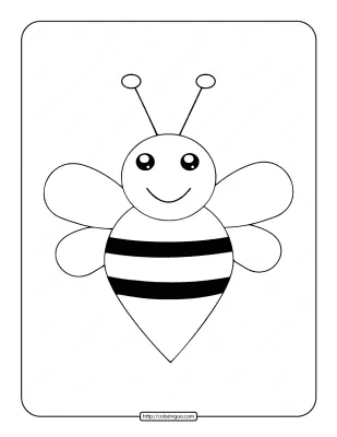 Printable Cute Bee Outline Coloring Page