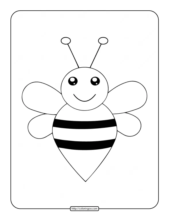 Printable Cute Bee Outline Coloring Page 1 printable cute bee outline coloring page