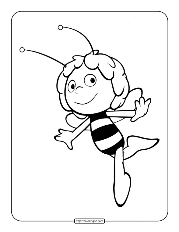 Printable Maya the Bee Coloring Page 1 printable maya the bee coloring page