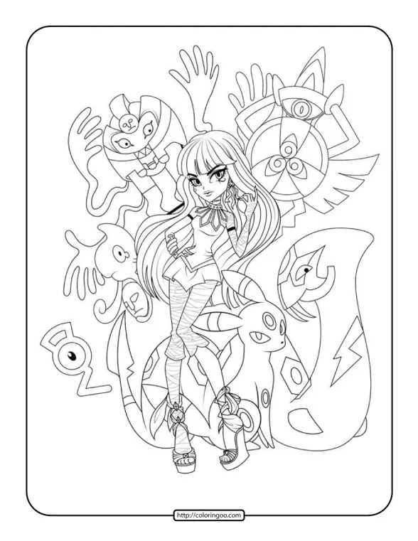 Printable Pokemon Monster High Coloring Pages 1 printable pokemon monster high coloring pages