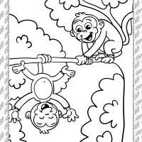printable silly monkeys coloring page