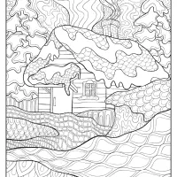 Printable Zentangle Winter Cabin Coloring Pages 17 printable zentangle winter cabin coloring pages