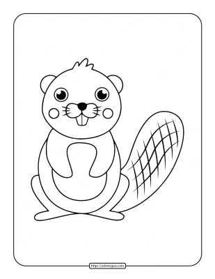 Simple Big Toothed Beaver Coloring Page