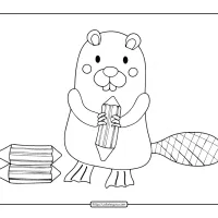 Standing Beaver Holding a Log Coloring Page 11 standing beaver holding a log coloring page