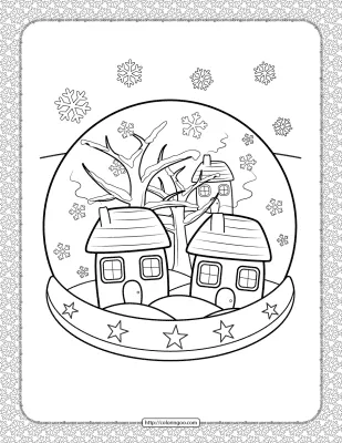 Winter Snow Globe Coloring Page