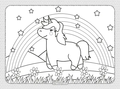 A Unicorn Under the Rainbow Coloring Page