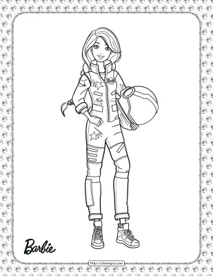 Astronaut Barbie Coloring Page