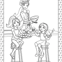 barbie in the kitchen coloring page