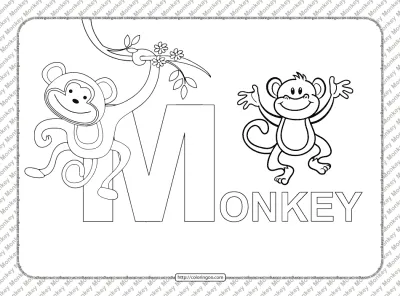 Cartoon Monkey Word Coloring Page