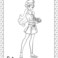 chef barbie coloring page