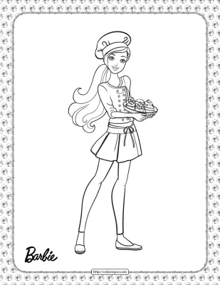 Chef Barbie Coloring Page