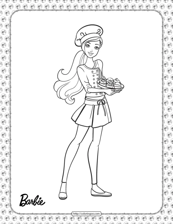 Chef Barbie Coloring Page 1 chef barbie coloring page