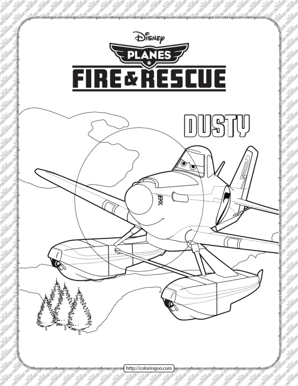 Disney Planes Fire and Rescue Dusty Coloring Page 1 disney planes fire and rescue dusty coloring page