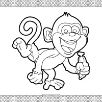 happy monkey coloring page