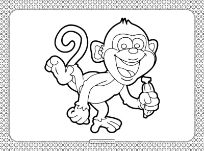 Happy Monkey Coloring Page