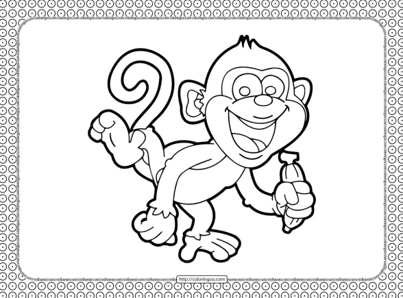 Happy Monkey Coloring Page 1 happy monkey coloring page