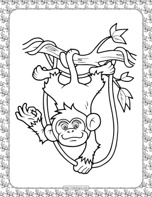 Monkey in the Branch Coloring Page