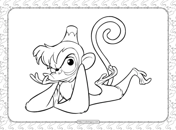 Monkey Abu Coloring Page 1 monkey abu coloring page