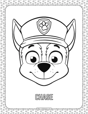Paw Patrol Cartoon Chase Head Coloring Page