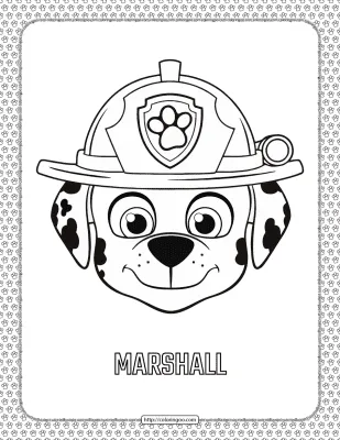 Paw Patrol Cartoon Marshall Head Coloring Page