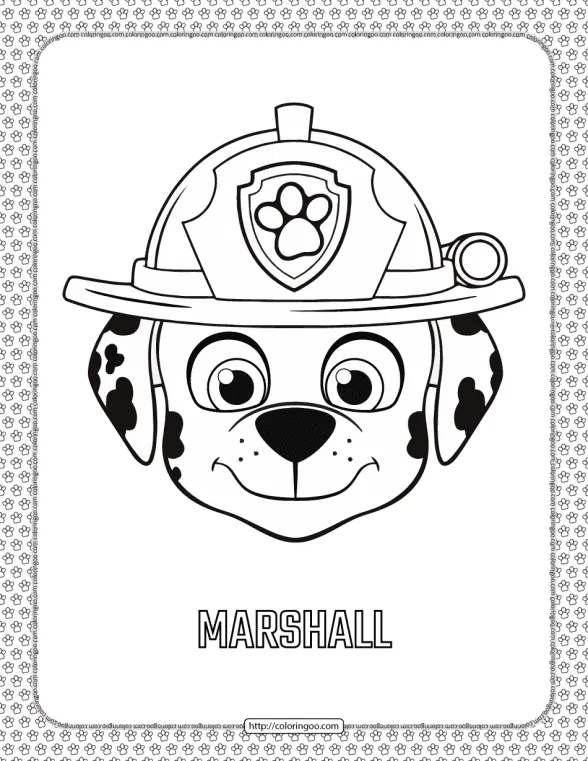 Paw Patrol Cartoon Marshall Head Coloring Page 1 paw patrol cartoon marshall head coloring page